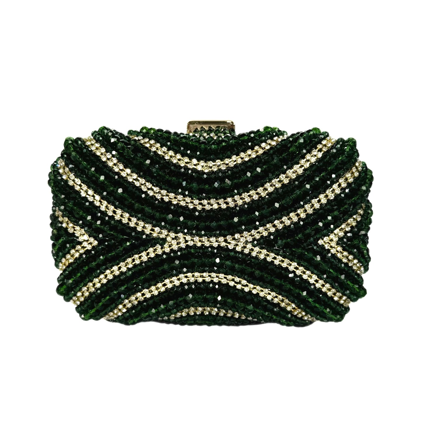 Crystal Beaded Clutch (Green) (Front Side Embellished)