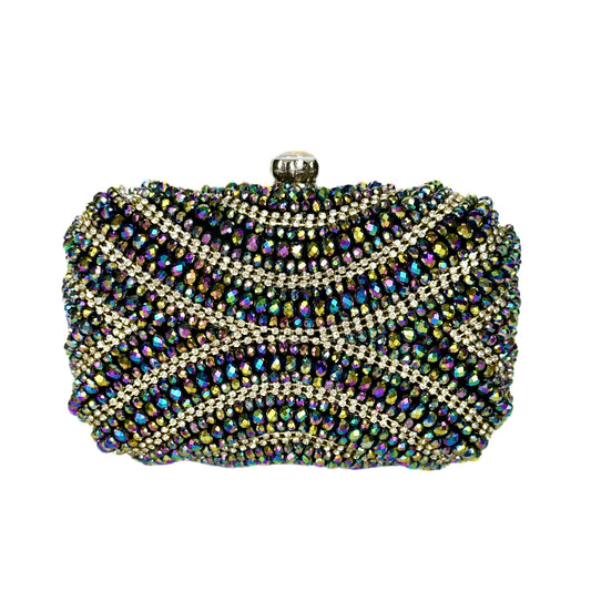 Crystal Beaded Clutch (Black Multi)