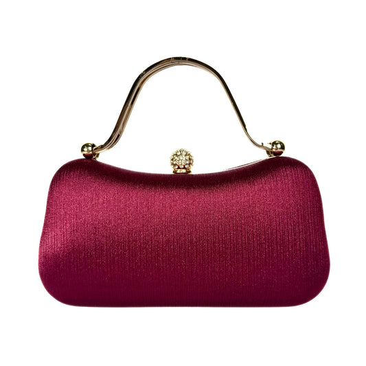 Crystal Sphere Clasp Clutch (Maroon)