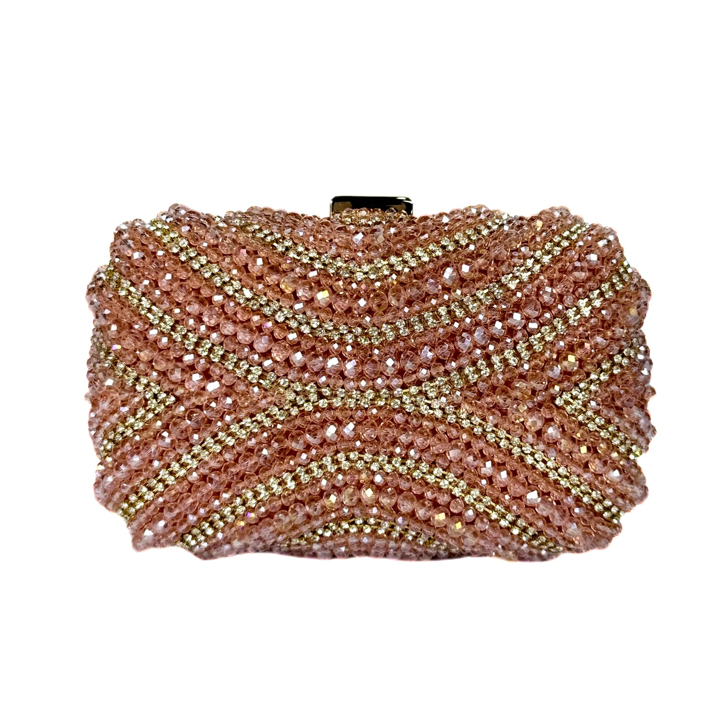 Crystal Beaded Clutch (Peach) (Front Side Embellished)