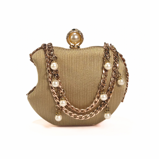 Luxury Apple Shape Party Clutch (Golden)
