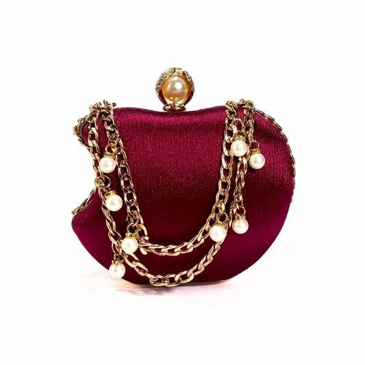 Luxury Apple Shape Party Clutch (Maroon)