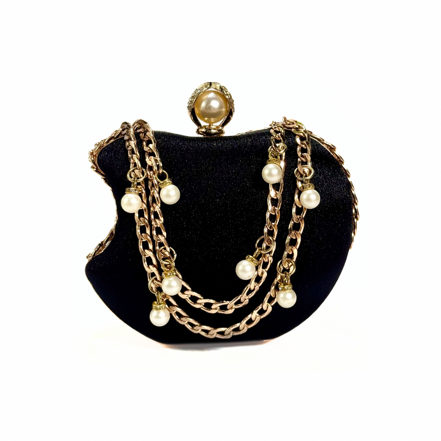 Luxury Apple Shape Party Clutch (Black)
