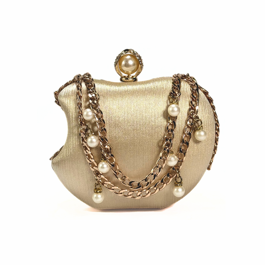 Luxury Apple Shape Party Clutch (Beige)
