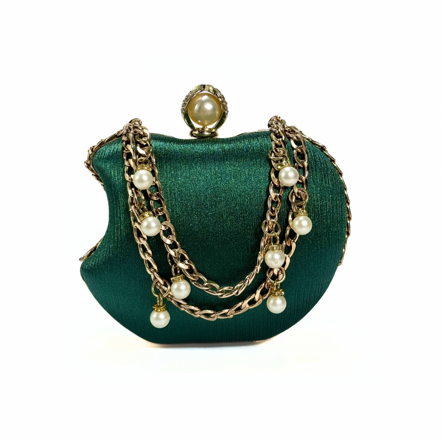 Luxury Apple Shape Party Clutch (Dark Green)