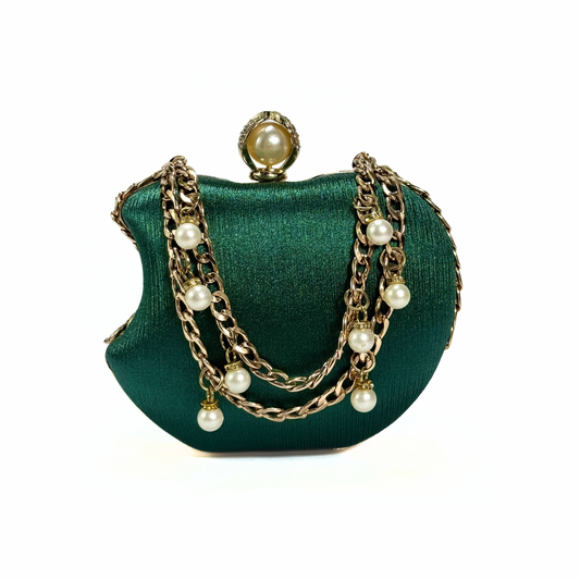 Luxury Apple Shape Party Clutch (Dark Green)