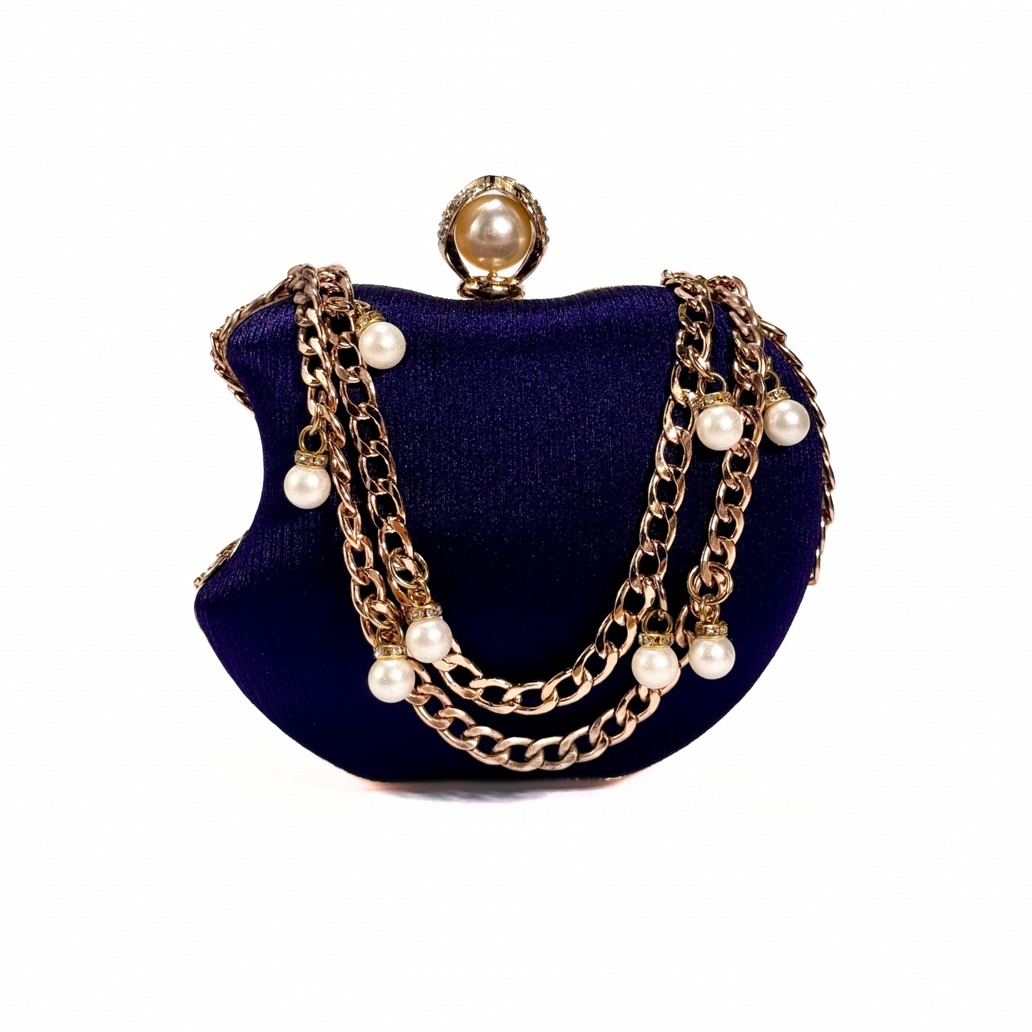 Luxury Apple Shape Party Clutch (Navy Blue)