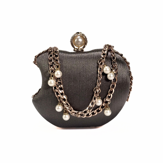 Luxury Apple Shape Party Clutch (Grey)