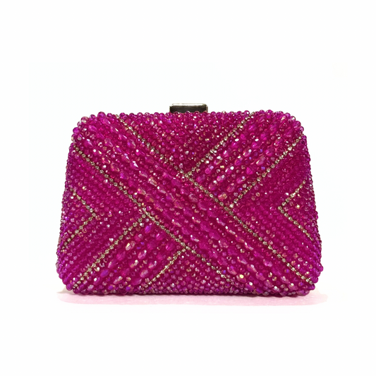 Crystal Beaded Clutch (Pink)