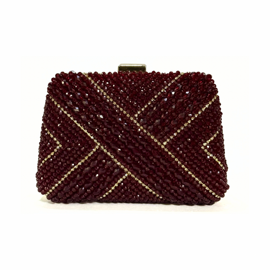 Crystal Beaded Clutch (Maroon)