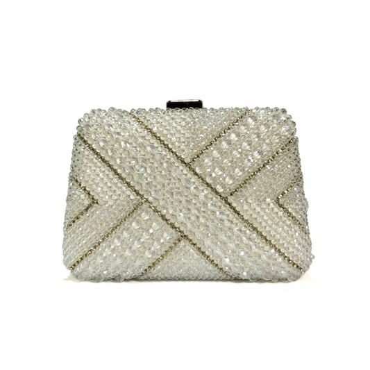Crystal Beaded Clutch (White)