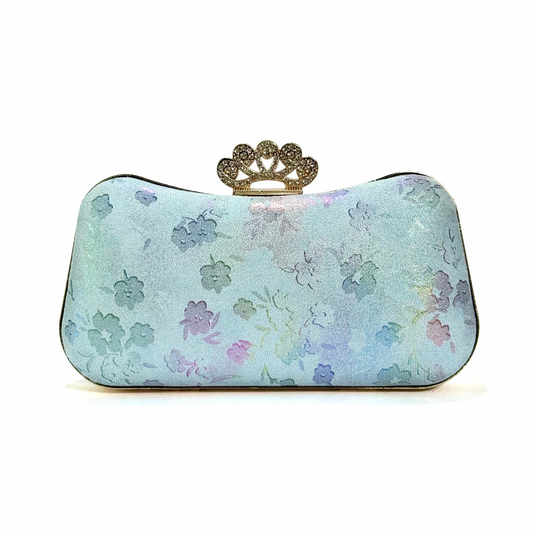Floral Embossed Clutch (Light Blue)