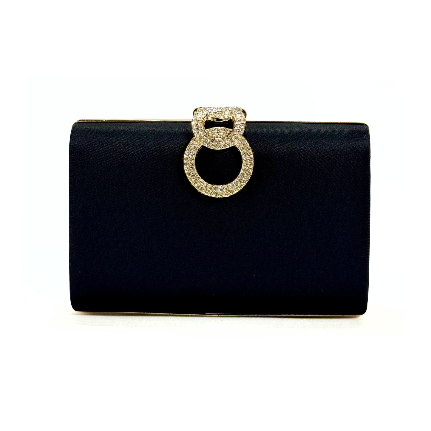 Elegant Crystal Brooch Clutch (Black)
