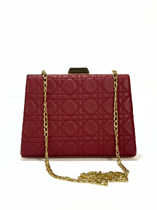 Luxury Quilted Clutch (Maroon)
