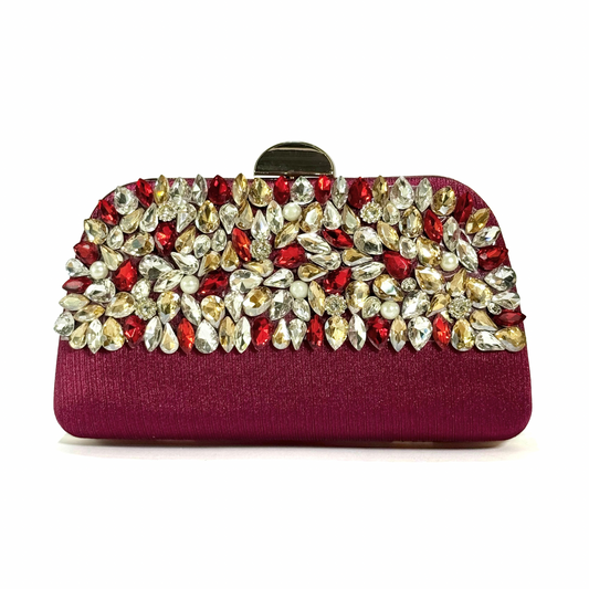 Crystal Embellished Clutch (Maroon)