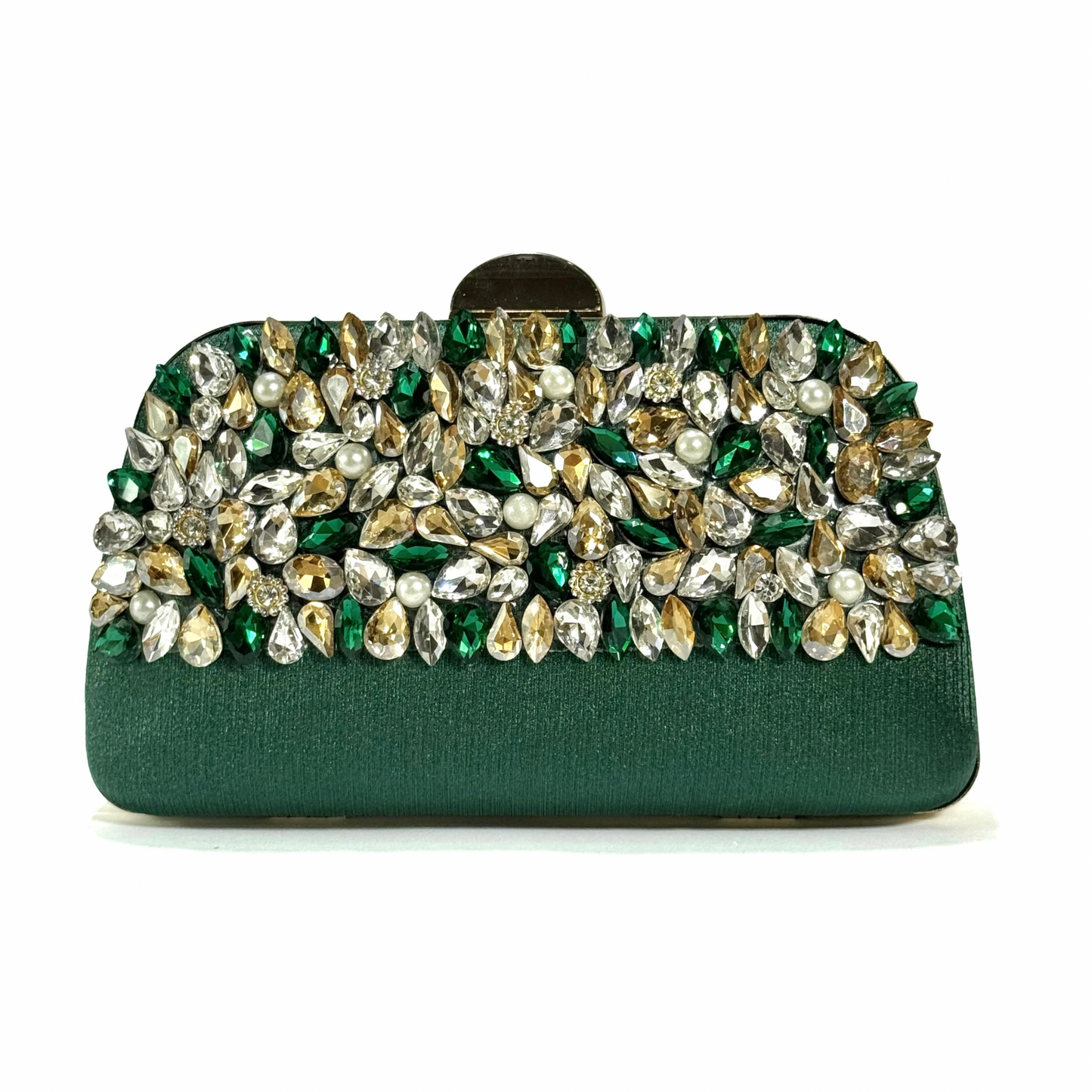 Crystal Embellished Clutch (Dark Green)