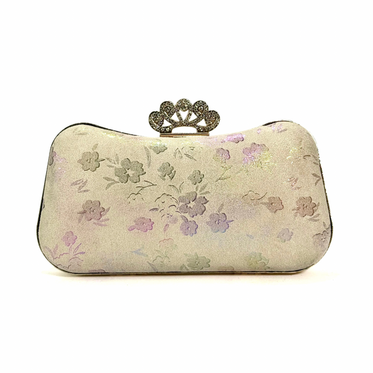 Floral Embossed Clutch (Beige)