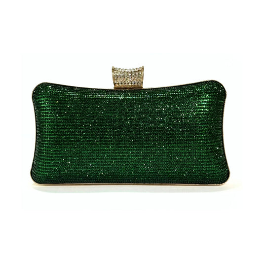 Crystal Mesh Clutch (Dark Green)