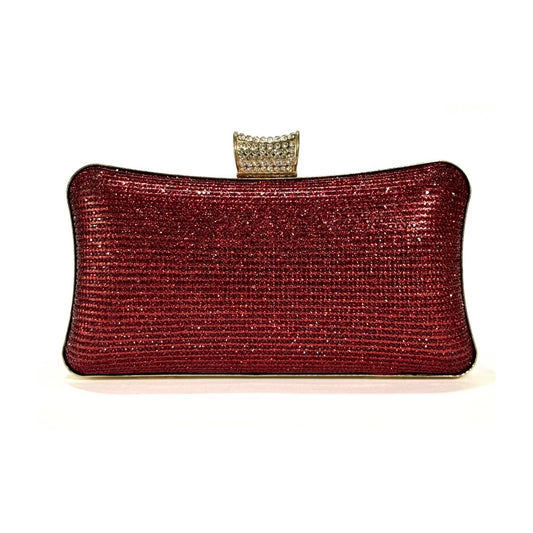 Crystal Mesh Clutch (Maroon)