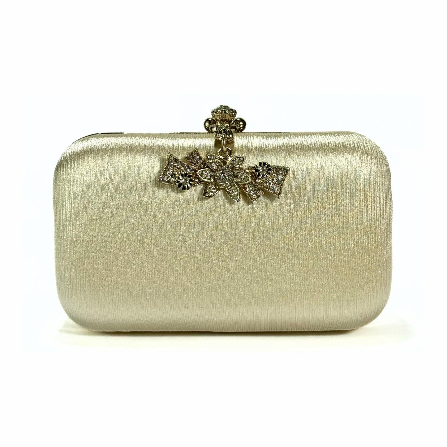 Flower Hanging Brooch Clutch (Beige)
