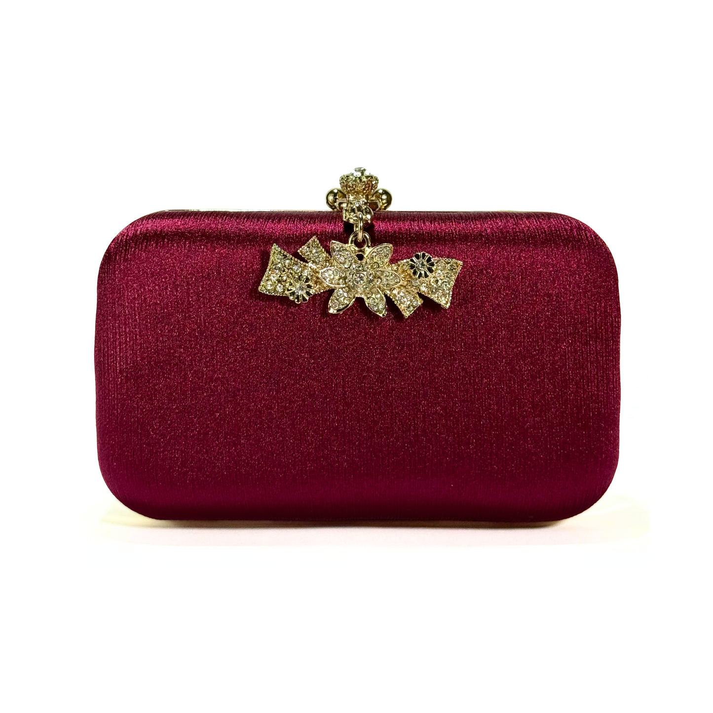 Flower Hanging Brooch Clutch (Maroon)