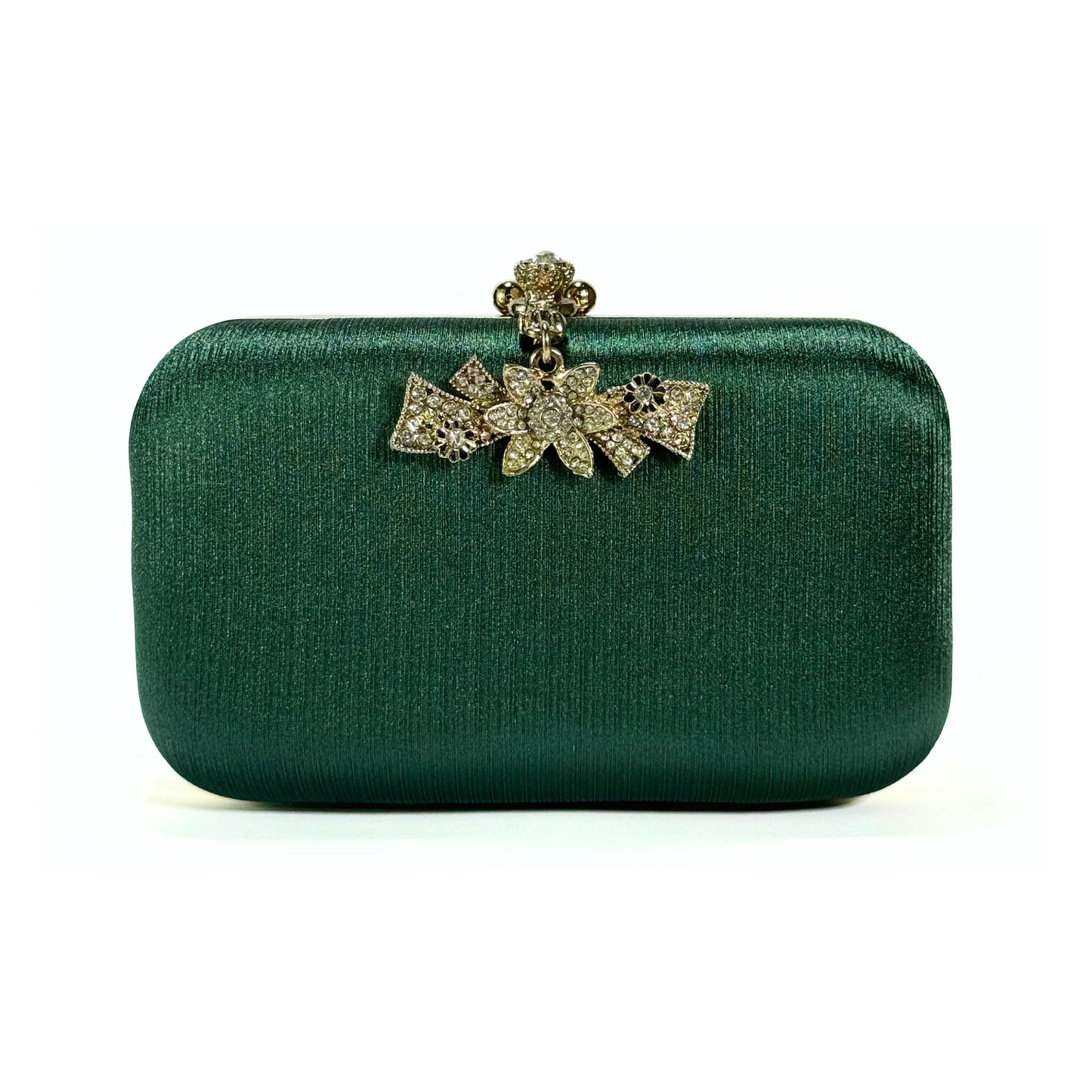 Flower Hanging Brooch Clutch (Dark Green)