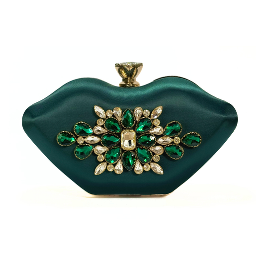 Luxury Lip Shape Clutch (Dark Green)