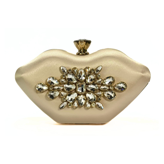 Luxury Lip Shape Clutch (Beige)