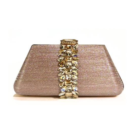 Midnight Crystal Embellished Clutch (Rose Gold)