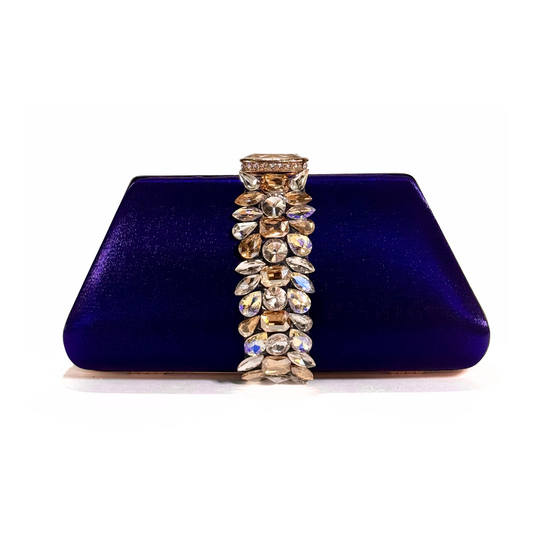Midnight Crystal Embellished Clutch (Blue)