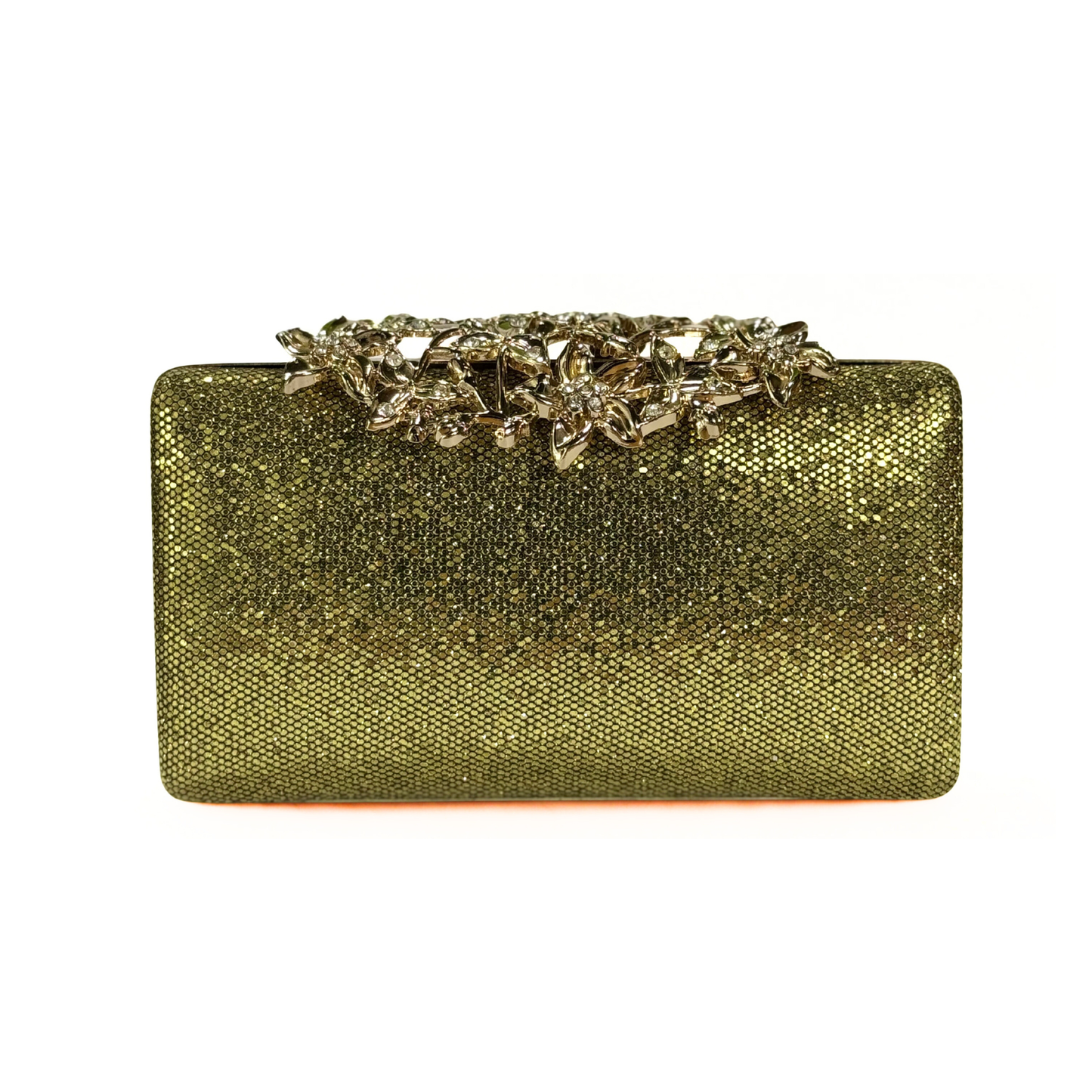 Sparkling Floral Brooch Clutch (Golden)