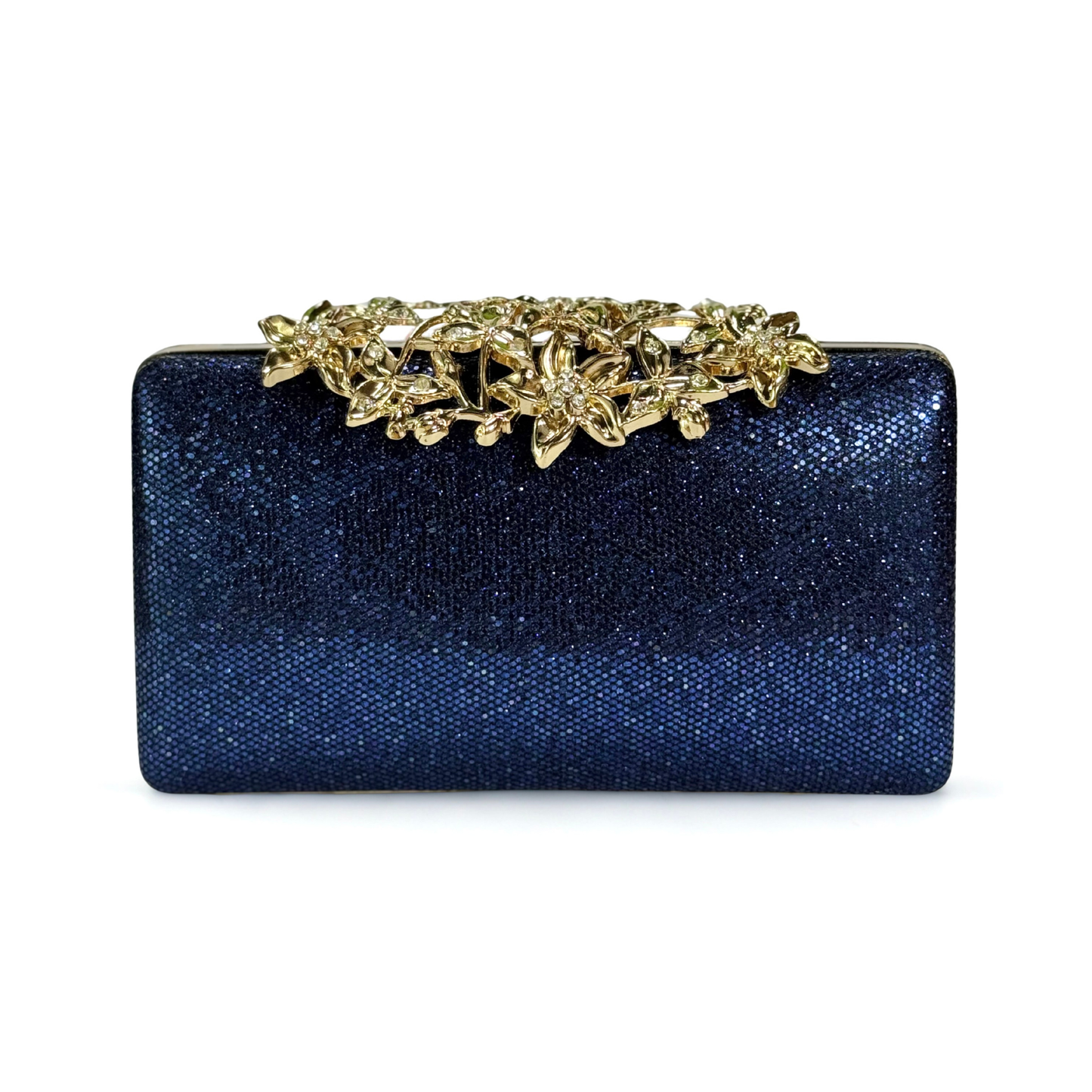 Sparkling Floral Brooch Clutch (Blue)