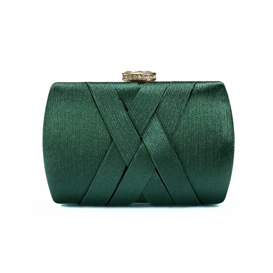 Luxe X Twine Clutch (Dark Green)